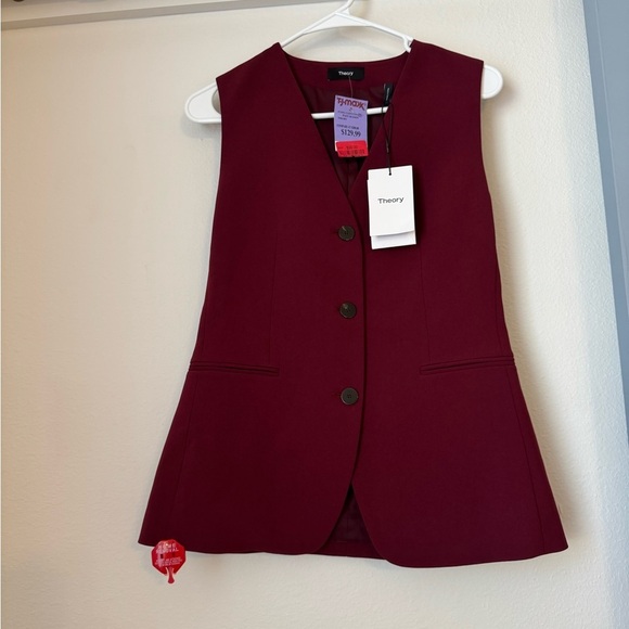 NWT Theory Women's Burgundy “Admiral” Tailored Vest - Picture 4 of 11